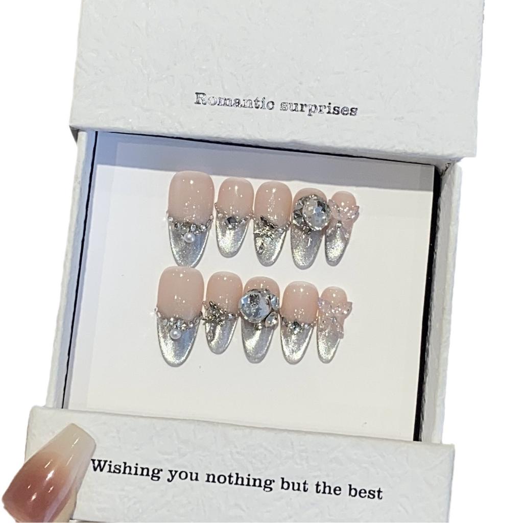 Ice-transparent Blue Side Light French Cat Eye Broken Diamond Butterfly Blue Pole Star Removable Wearable Armor