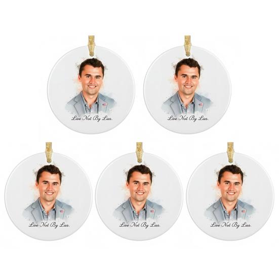 Charlie Kirk RIP Merch Live Not by Lies Conservative Christmas Ornament Memorial Tribute Keepsake
