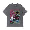 275 GSM Washed T-shirts 100% Cotton Demon Slayer V91 Akaza x Tomioka Print Unisex Heavy Cotton T Shirt