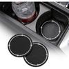 2 Pack Bling Cup Holder Ert Coasters, 2.75 Inch Soft Crystal Rhinestone Rubber Pad Set Round Auto Drink Coaster Car Interior Accessories (Pink)