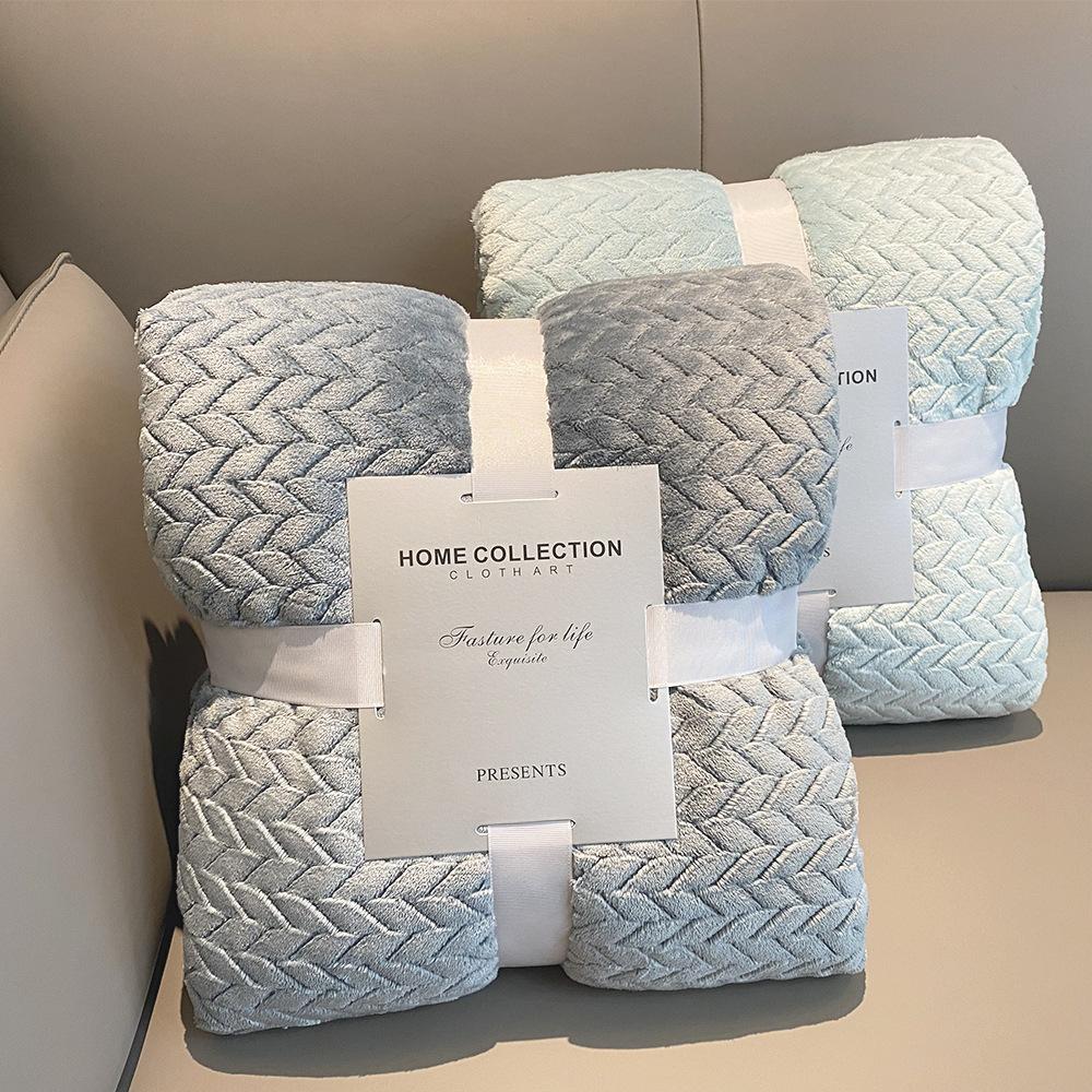 Coral Fleece Blanket Wheat Ear Pattern Blanket Air Conditioning Blanket Thick Nap Blanket Single Double Fleece Bed Sheet