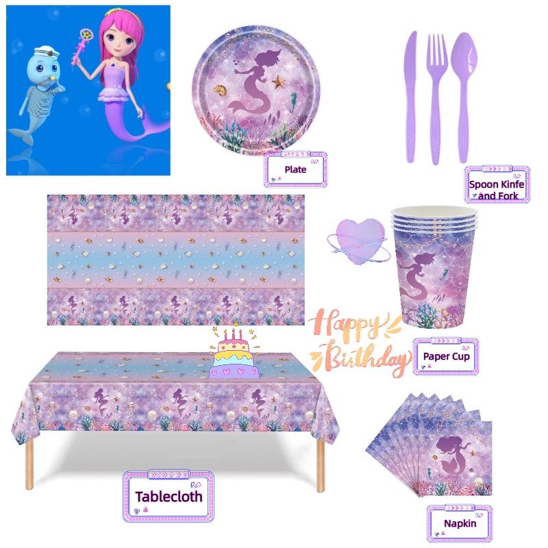 Mermaid-themed Party Paper Plates And Cutlery Set For A Dreamy Celebration
