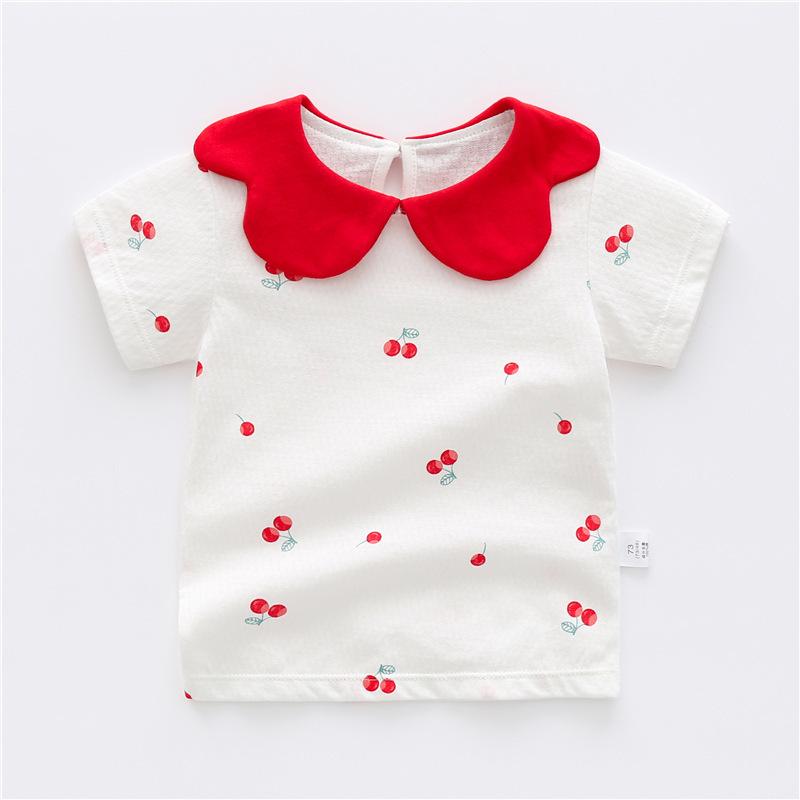 Детский топ из чистого хлопка с короткими рукавами, летняя тонкая детская одежда для маленьких девочек, футболка для детей 0 лет, 1 мальчика, 3 детей, дети с половиной рукавов