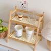 Bamboo Double Layer Rack 2-Tier Desktop Organizer Display Racks Office Stationary Office Storage Makeup Organizion for Vanity