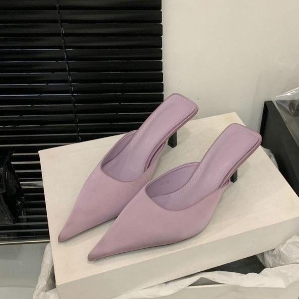 2025 Новые женские тапочки с острым носком и леопардовым принтом на тонком каблуке, роскошные туфли-лодочки на высоком каблуке, женские мюли