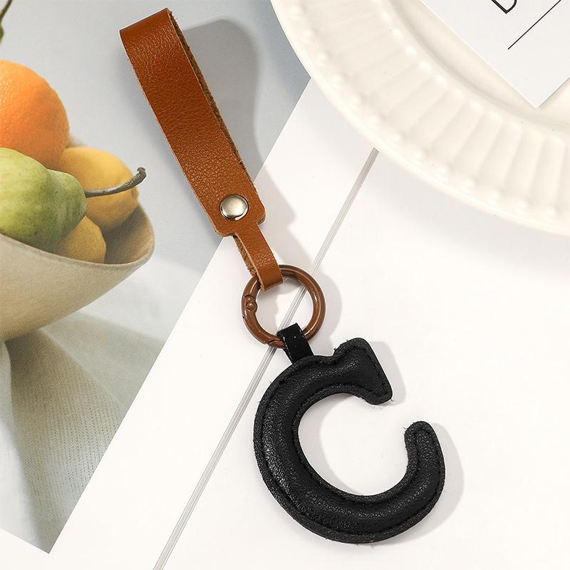 A To Z Pu Leather Initial Letter Keychain Women Cartoon Candy Color Bag Phone Pendant Car Keyrings Jewelry Gifts