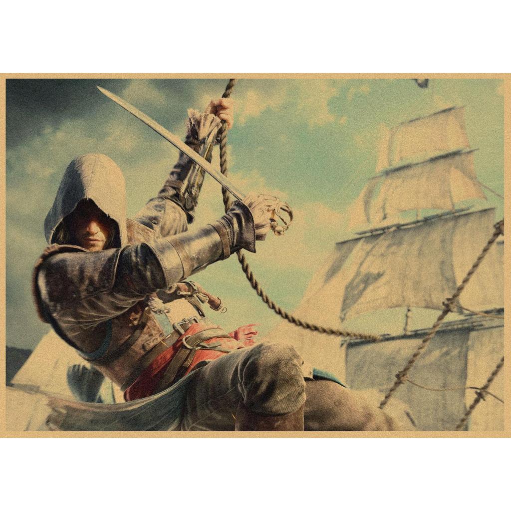 Assassin's Creed Ретро Крафт Бумага Настенный Постер Фреска 250