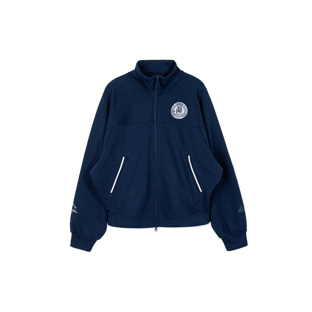 Adidas Letter Embroidery Stand Collar Running Fitness Training Jacket Women Jacket Blue JD3466