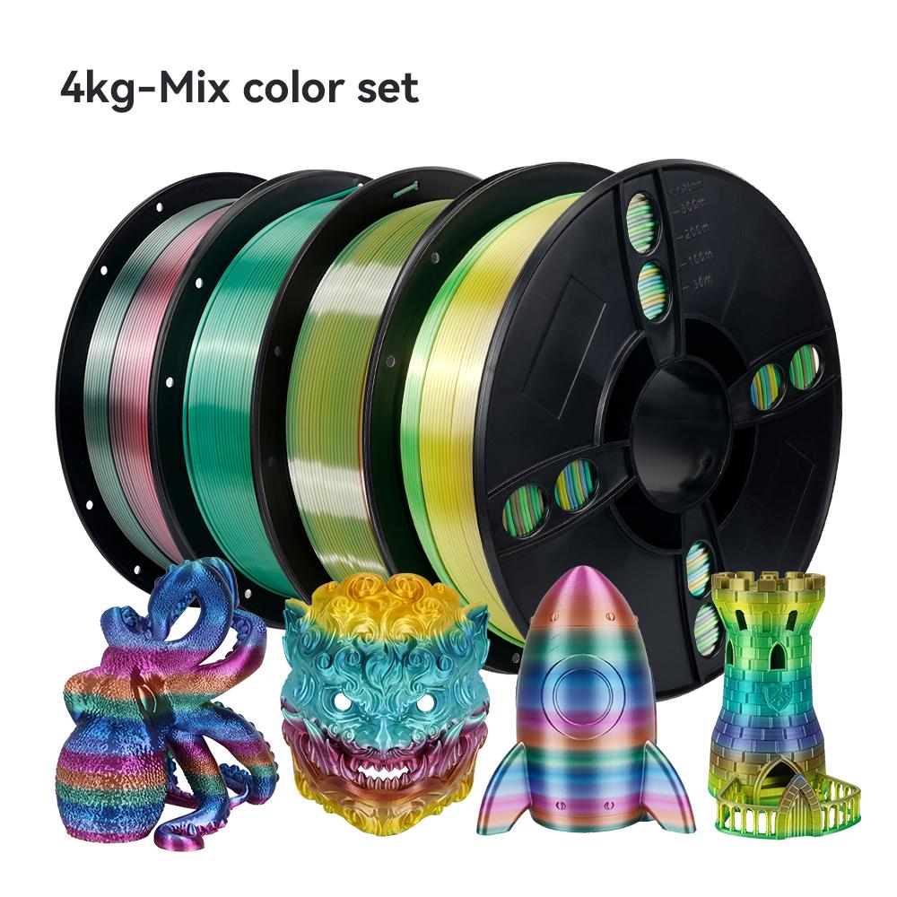 KINGROON Silk Rainbow PLA 3D Printer Filament 1.75mm Silk Candy/Universe/Macaron/Forest Colors Glossy Neatly Wound 3D Filaments Special Colors