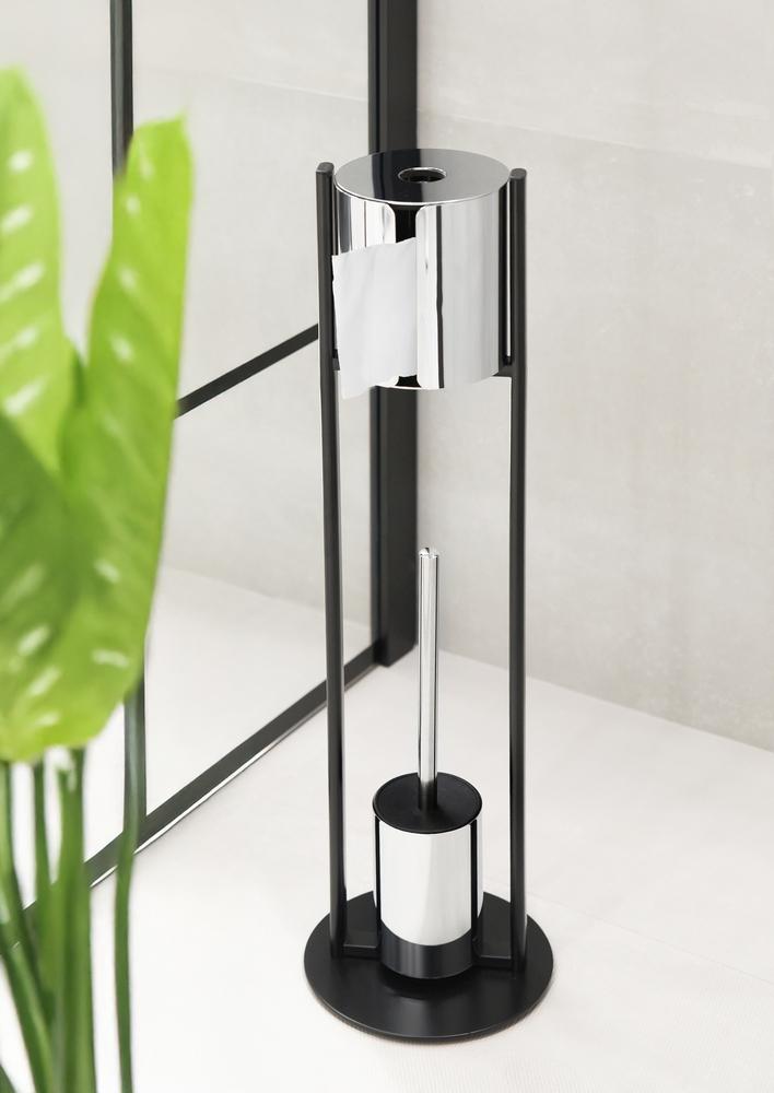 Q-BATH PREMIUM DECOR 1571 toilet paper and brush holder, matt black