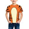Kids Tiger Print Short Sleeve T-Shirt Cartoon Tiger Cosplay Halloween Stage Costume Boys Girls Summer Top