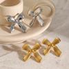 Romantic Bowknot Stud Earrings for Women Stainless Steel Gold Color Sweet Jewelry Waterproof