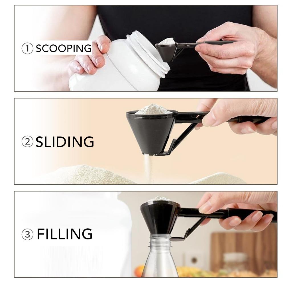 Portable Anti Spill Scoop 2-in-1 Slide Design Protein Powder Scoop Coffee Scoop Funnel Coffee