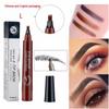 Bilingual Four-Prong Liquid Eyebrow Pen - Micro-Carved Korean Style, Long-Lasting, Sweatproof & Waterproof.