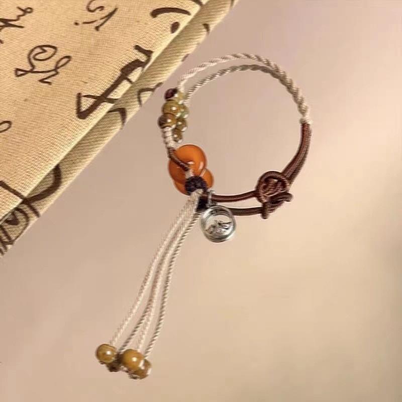 Отличительный Современный Китайский Янтарный Браслет Узел Мира Ручной работы Женский Для