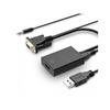 Adaptateur VGA / M + Audio Jack 3.5 + USB Vers HDMI / F - Noir - 0.15 M