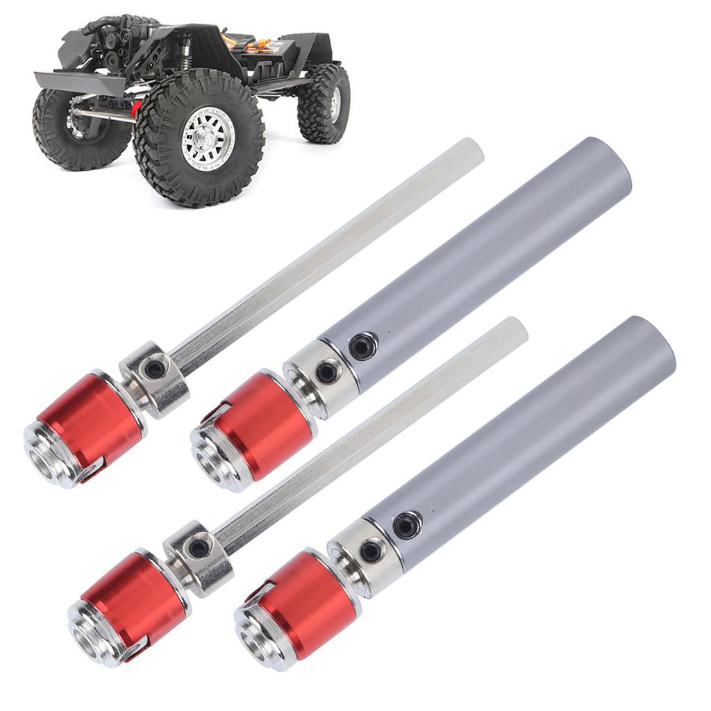 2 Set Metal Transmission Drive Shaft Upgrade Parts Fit for Axial SCX10 D90 1 10 RC CarSilver Red