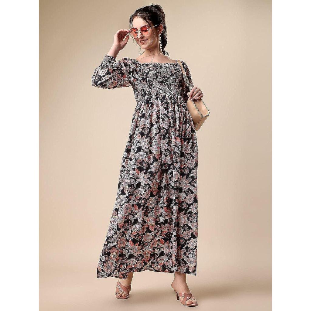 Женское длинное платье из крепа с цветочным принтом Sheetal Associates