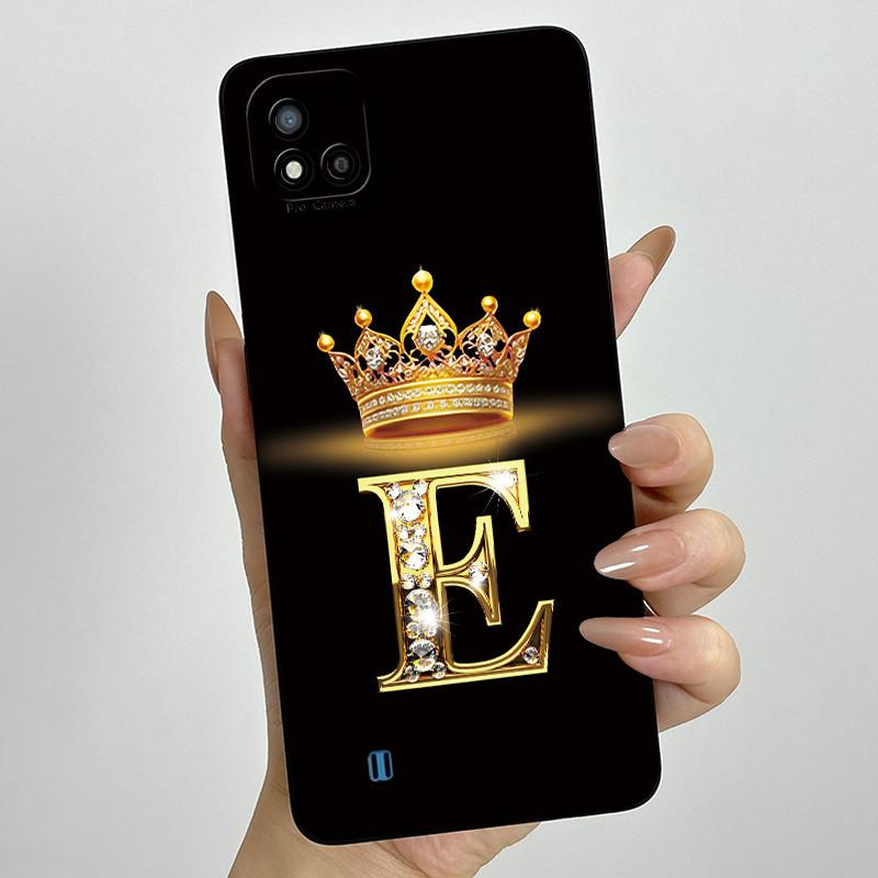 Для Realme C11 2021 RMX3231 C20 Чехол Корона Буква Жидкий Силикон Мягкие Чехлы для Телефона Для RealmeC20 C20A Полная Защита Задняя Крышка