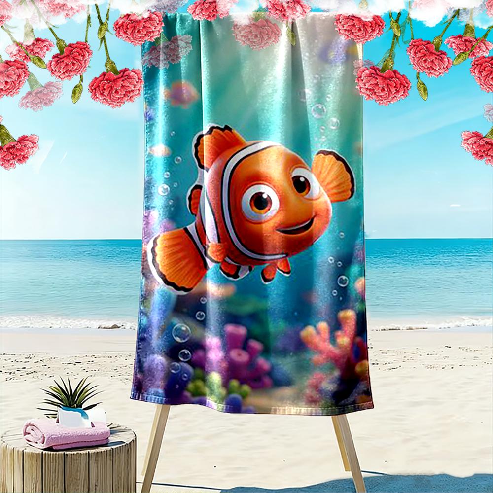 Clownfish Cartoon Underwater Scene Beach towel quick-drying for travel outdoor sports jogging beach and swimming