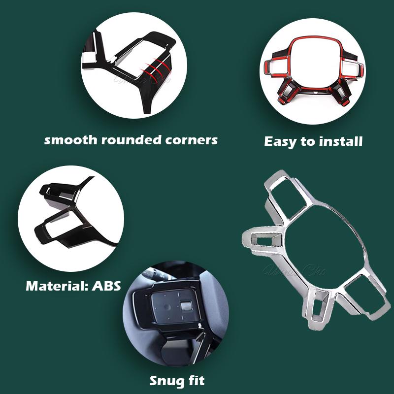 For New Defender Modification Accessories Interior for Land Rover Defender Steering Wheel Trim Black ABS Carbon Fiber Decoration