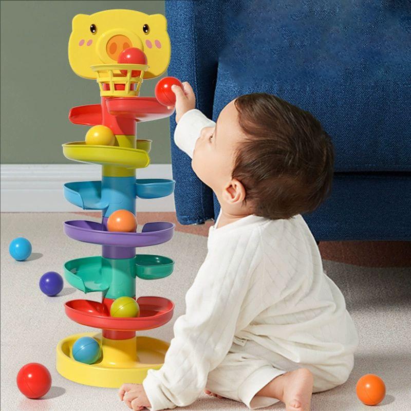 Baby Toy Ball Drop Toys For Toddler 1-3Y Rolling Ball Pile Tower Montessori Educational Stacking Games For Babies Sensory Toys