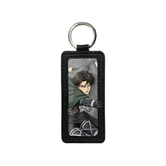 Front Attack On Titan Leather Keychain 06 Levi Made of PU and Epoxy Resin C.S. Iron, Leather, Paper,