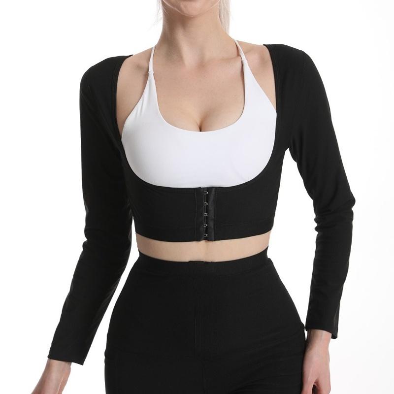 Женская футболка с длинными рукавами для похудения рук, полимерный спортивный жилет для сауны, майки для тренировок, корректирующее белье, триммер для рук, тренажер для талии, компрессионные рукава