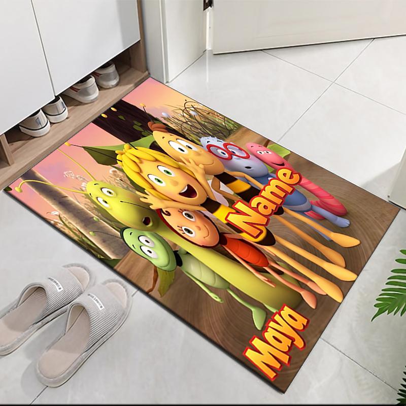 Custom Name Maya the Bee Printed Carpet, Rug for Office Chair Living Room Bedroom Kitchen Room Decor Gifts.
