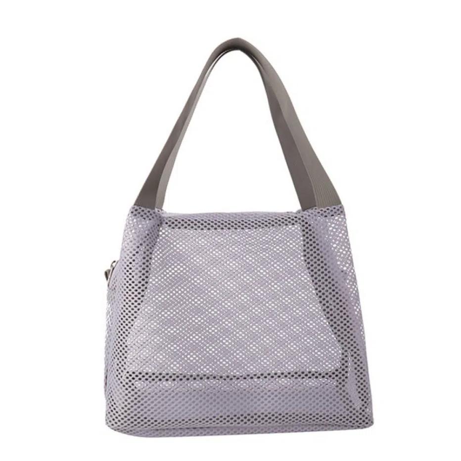 Casual Mesh Tote Beach Bag with Handle Bath Storage Handbag Toiltery Makeup Bag  Sports Accessories