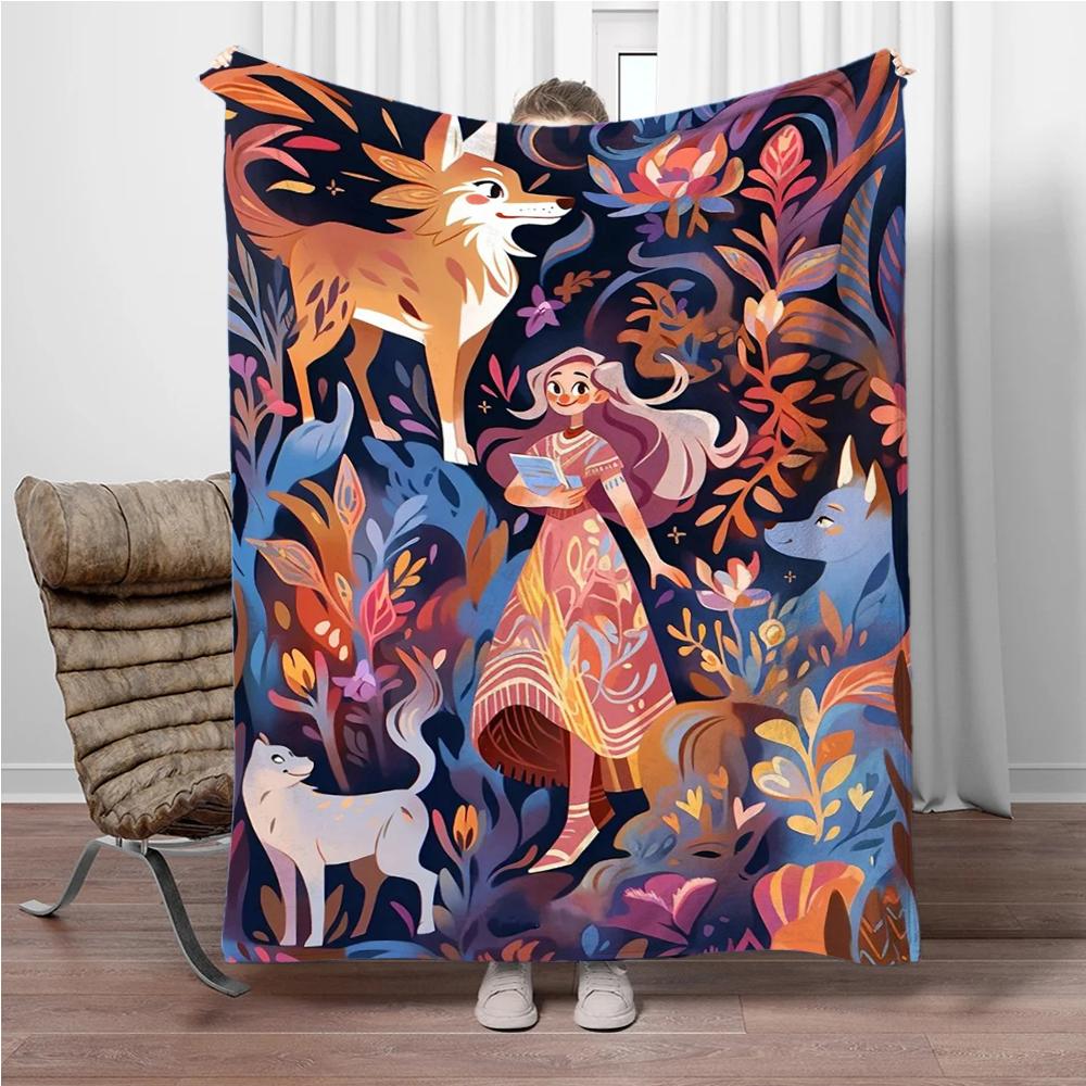 Beauty and The Beast Snow White Flannel Blanket Soft Warm Throw Blanket Blanket For Sofa Office Bed Office Camping Travelling