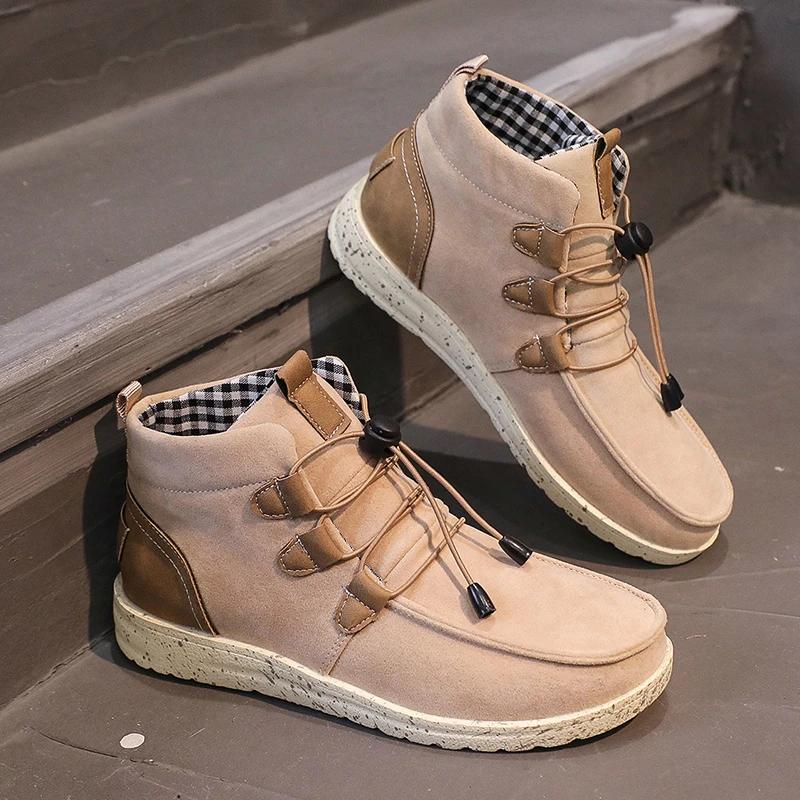 Женские высокие кроссовки, удобные туфли с круглым носком и шнурком, повседневные теплые короткие ботинки