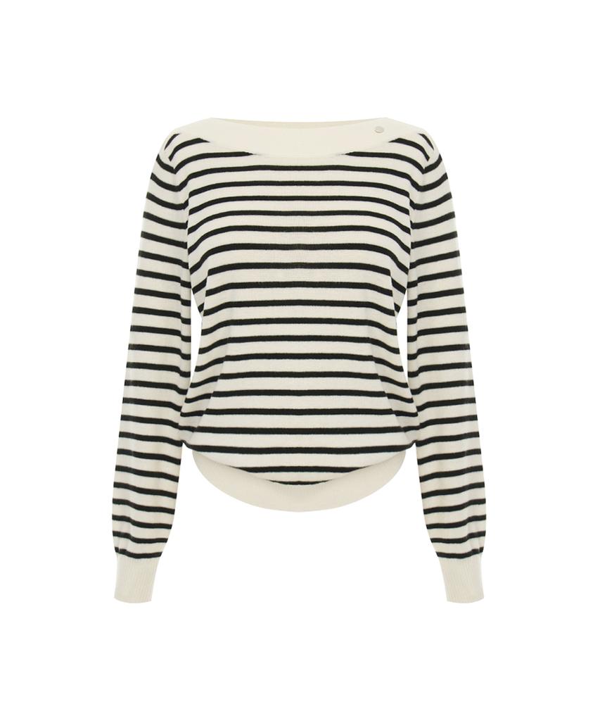 PAIGEFLYNN Boat Neck Striped Knit_P6Akn011C