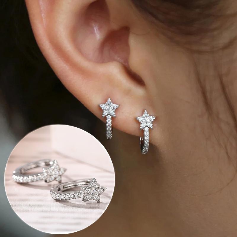 Xiaomi Huitan Fresh Style Star Women Hoop Earrings Full Bright CZ Elegant Party Lady Daily Accessories Gold Color/Silver Color Jewelry