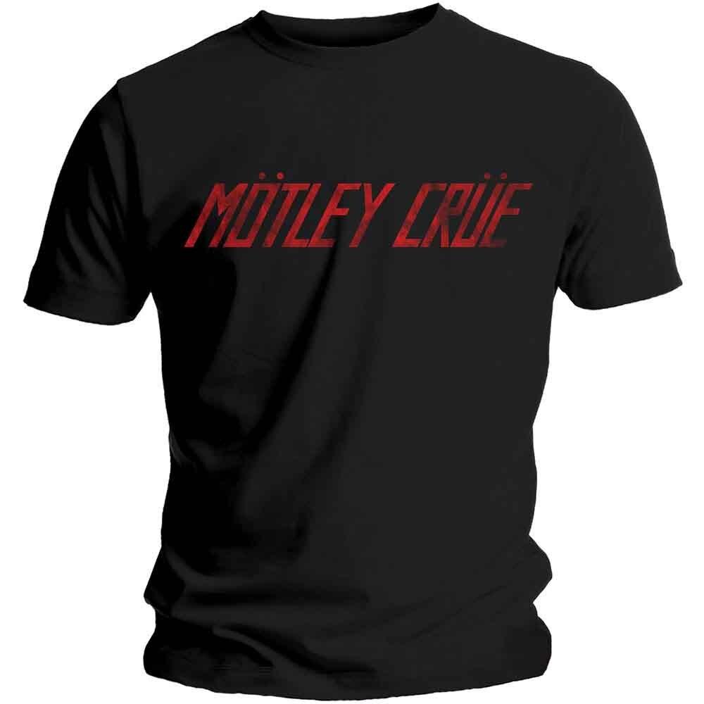 Motley Crue Men's Distressed Logo Short Sleeve T-Shirt, Black, XX-Large