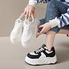 Fashion 7CM Women Leather Chunky Sneakers Spring Autumn Platform Casual Shoes Lace-up Breathable Sports Shoes Woman Vulcanized Shoes
