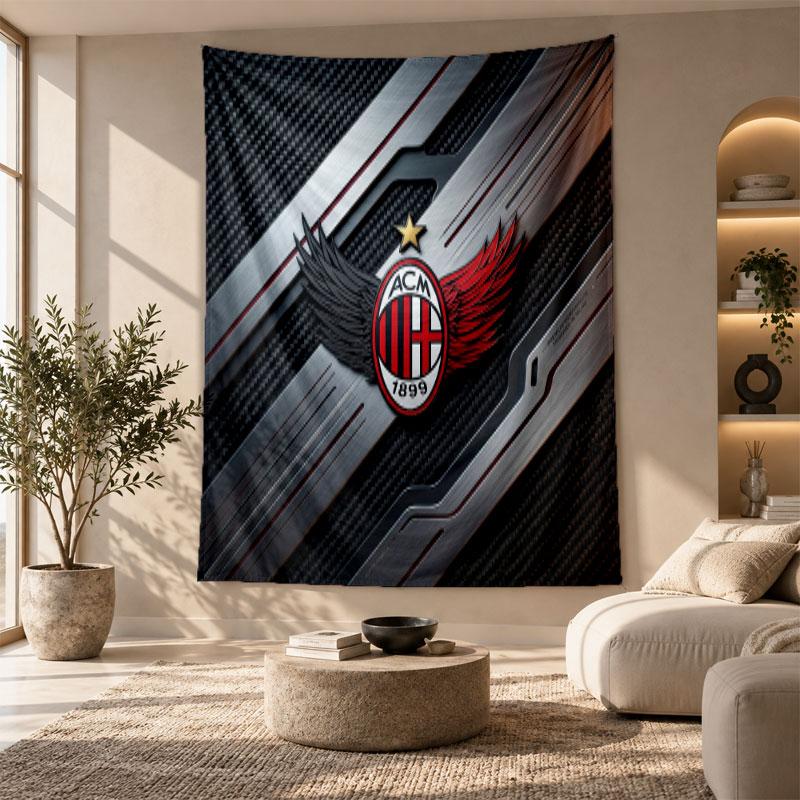 Decorative Tapestry,AC Milan Printed Wall Art, Lightweight Wall Hanging For Bedroom Background