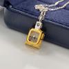 5 Carat Yellow Simulated Diamond Necklace for Women - S925 Silver Rectangle Pendant On Clavicle Chain