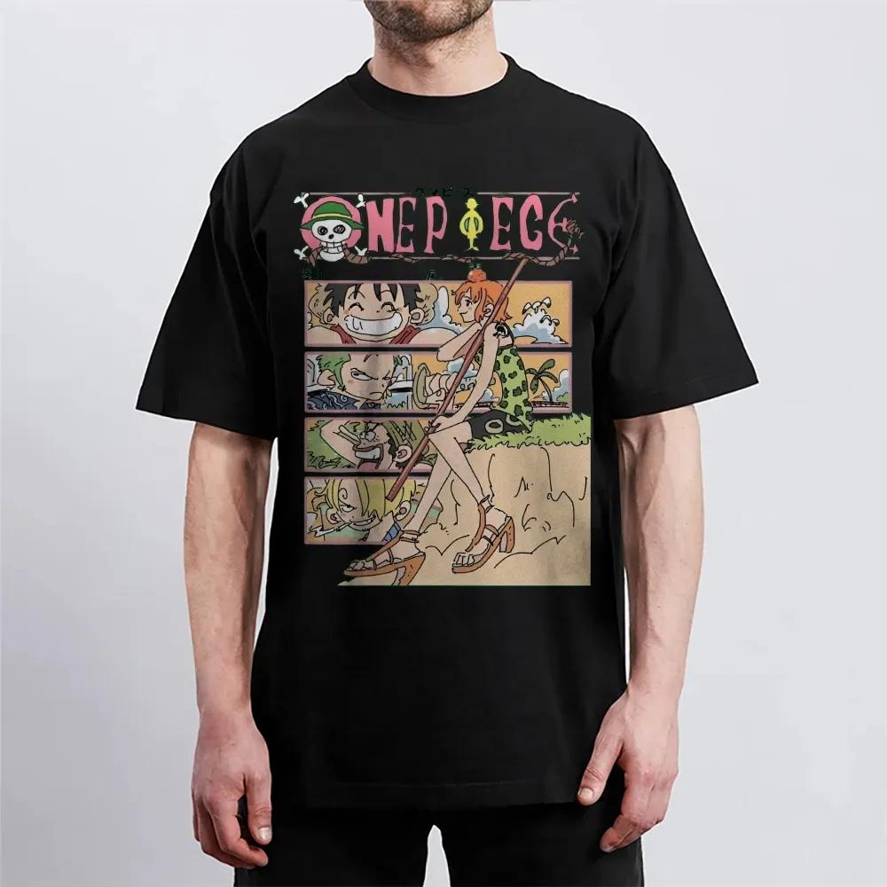 ONE PIECE Японское Горячее Аниме Классические Персонажи Спортивные Повседневные Короткий Рукав Удобные Половинный Рукав Популярный Топ для Пары