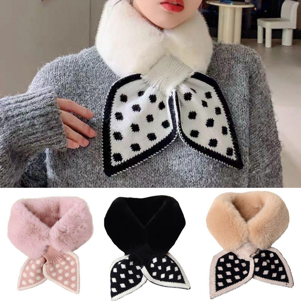 Fashion Shawl Thicken Plush Scarfs Warm Bib Neckerchief Cross Scarf