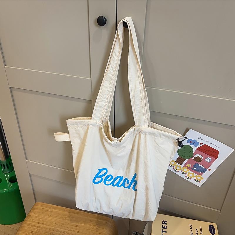 Сумка женская нейлоновая сумка через плечо с принтом алфавита, повседневная универсальная портативная сумка на шнурке большой вместимости