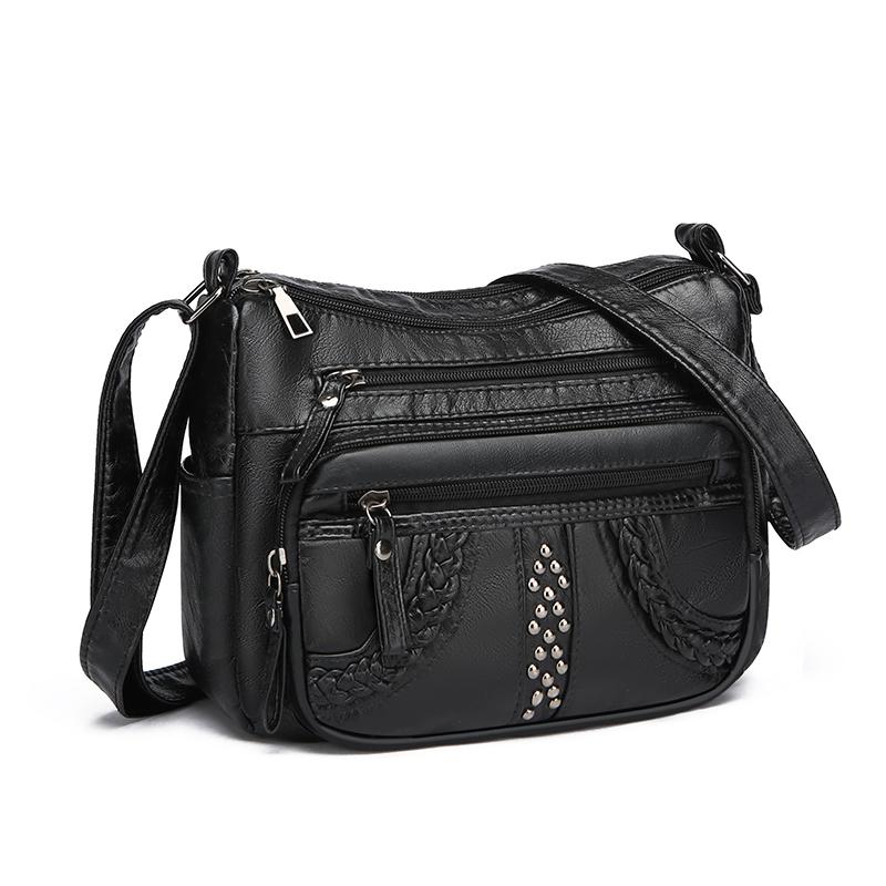 Женская сумка из ПУ Мягкая кожа Многослойная Однотонная Сумка через плечо Сумка для мамы AVE