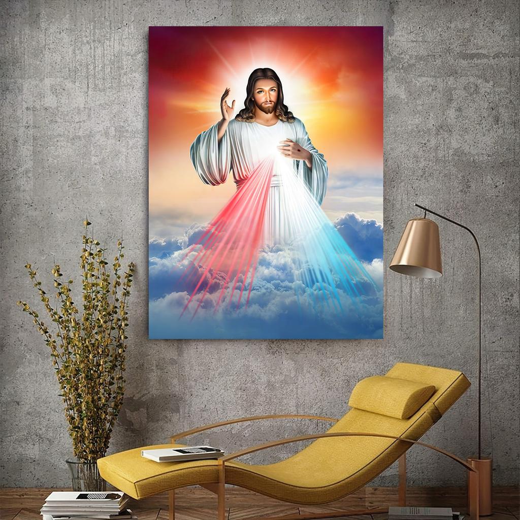 Vintage Sacred Heart of Jesus Art Prints Mary God Poster Abstract Religion Canvas Painting Retro Wall Picture Home Decoration