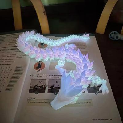 3D-печатная светящаяся модель дракона с подвижными суставами 22см 30см 45см Светящееся хрустальное фэнтези-украшение для детской комнаты