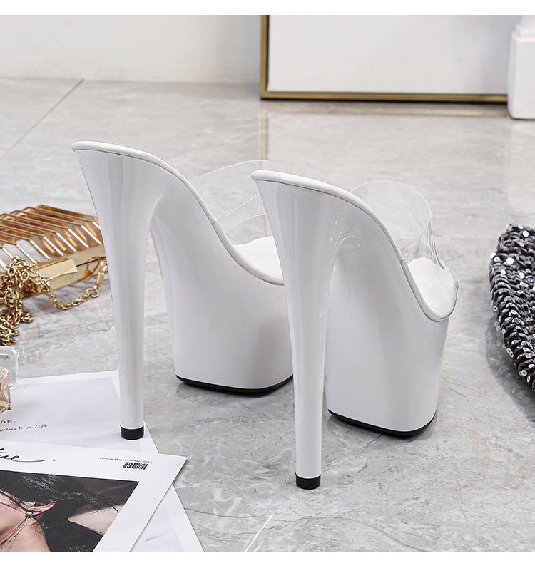Super High Heels 17CM Thin Heel Waterproof Platform Sandals Women's Transparent Crystal Shoes Wedding Shoes LFD