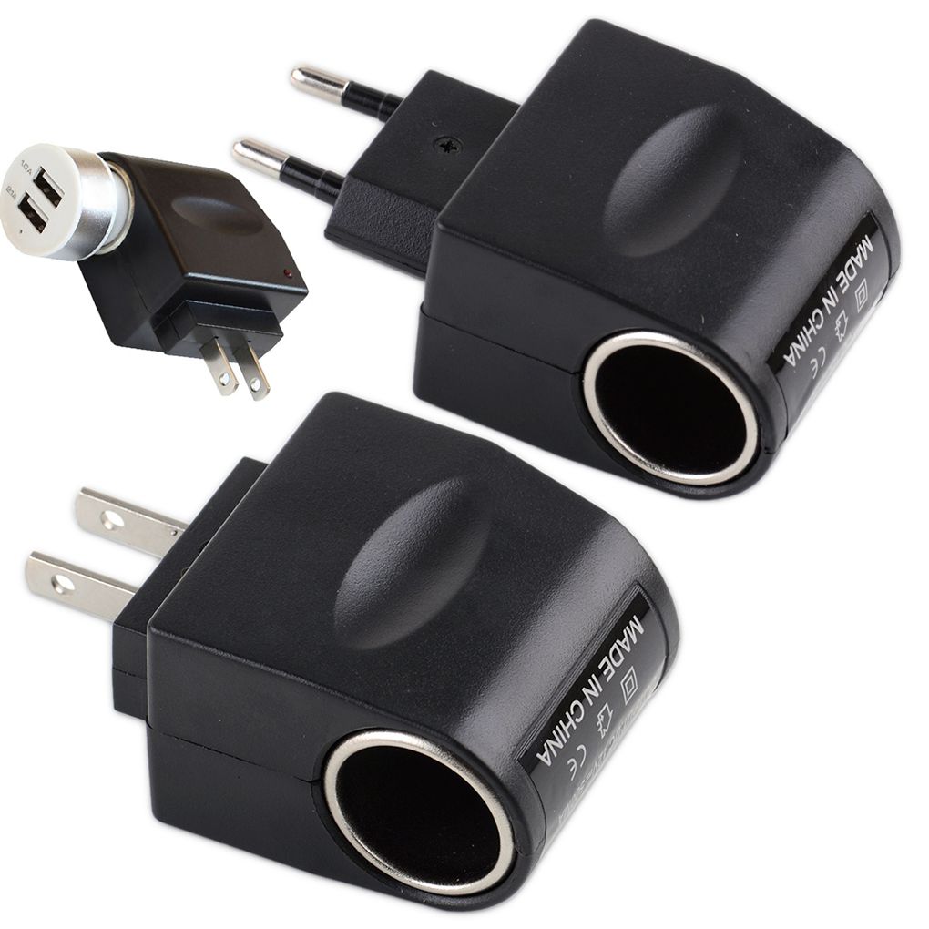 AC Adapter With Car Socket Auto Charger EU Plug 220V AC To 12V DC Use For Car Devices Use At Home