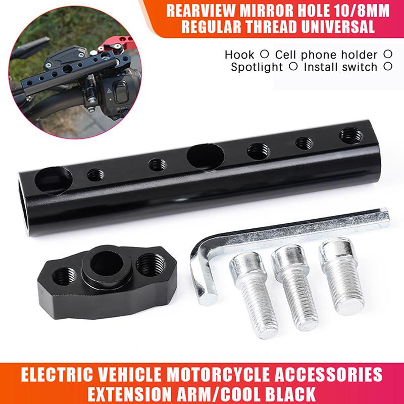 Aluminum Alloy Motorcycle Rearview Mirror Mount Extender Bracket Multifunctional Corrosion Resistant for Motorbike Scooter Modification
