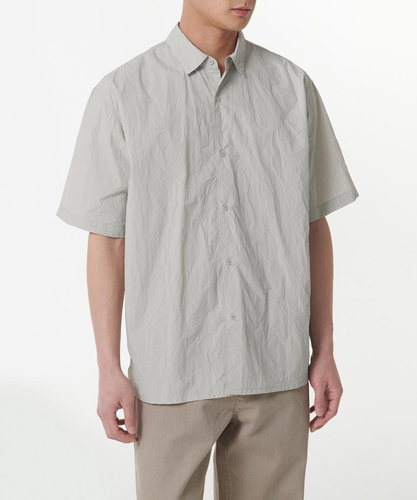 MUSINSA STANDARD Relaxed Nylon Crease Short Sleeve Shirt [Dusty Cream]