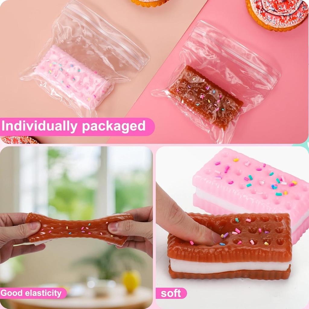 2 Pcs Silicone Stress Relief Squishy Cookie Squishy Fidget Toys Ultra-Soft Squeeze Toys Fun Enjoy Decompression Toy