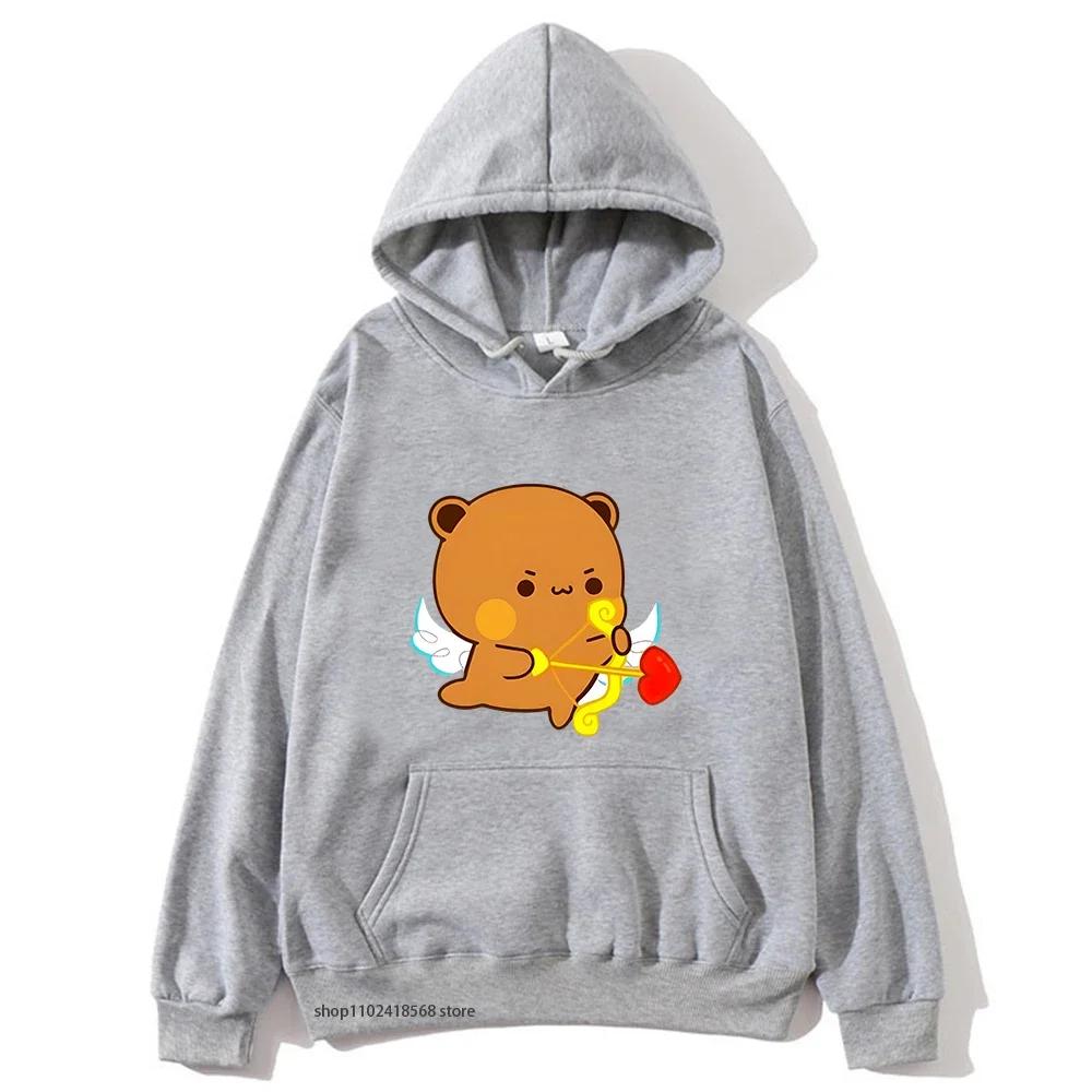 Cute Dudu and Bubu Hoodies Panda and Brownie Bear Couple Sweatshirt Men Women Clothes Kawaii Style Top
